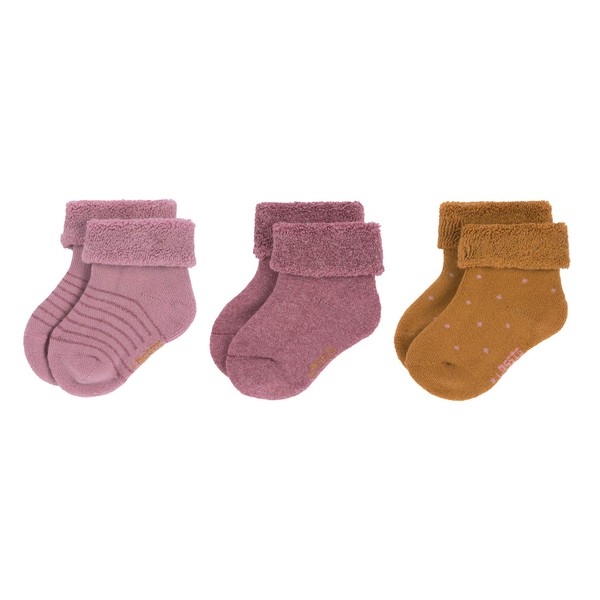 LÄSSIG Children's Terry Socks Set of 3 Rosewood Size 12-14