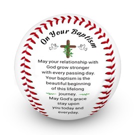Baptism Gifts for Boys Men Adults Baseball Gift for Boys 8-12 Catholic Religious Baseball Christening Gifts for Son Grandson Godson End of Season Baptism Decorations Christmas Easter Basket Stuffers