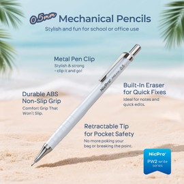 Nicpro Pastel Mechanical Pencil Set, 4PCS 0.5mm Cute Drafting Pencils with 4 Tube HB Lead Refills, 4B Erasers, Rotary Retractable Eraser and Eraser Refill for Writing Sketching Back to School Supplies