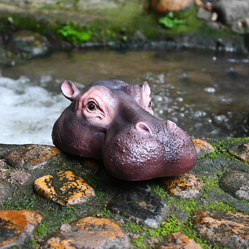 Juliahestia Hippo Head Pool Float Pond Decor Floating Hippopotamus Decoy