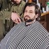 TRIXES Hair Cutting/Barbers Cape - Adjustable Black and White Stripe