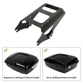 TCMT Detachable Two Up Trunk Mounting Luggage Rack + 4 Point Docking Hardware Fits For Harley 2009-2013 Touring CVO Road Glide Street Glide Road King Trunk (Black)