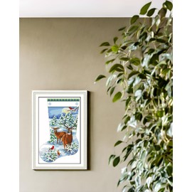 CaptainCrafts Cross Stitch Kits Counted Cross Stitch Christmas Stocking Unprinted 14CT Fabric DIY Art DMC Cross Stitch Embroidery Kits for Adults (Counted 14CT, Elk Deer Christmas Stocking)