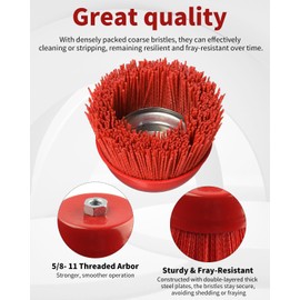 4 Inch Abrasive Nylon Cup Brush for Angle Grinder, ZORUNNA Wire Wheel for Angle Grinder 5/8 Inch-11 Threaded Arbor, Nylon Wire Brush for Drill Ideal for Removing Rust, Corrosion, Paint.
