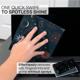 Quick Cloth Microfiber Glasses Cleaning Cloths – 8x8, Astrology, 1 Pack with Case | Double-Sided Lens Cleaner for Eyeglasses, Camera, Screens & Glass | Reusable Microfiber Glass Polishing Cloths