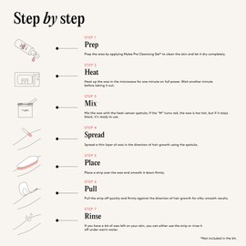MYLEE Mylee Microwaveable Soft Wax Kit 450g – Water Rinse Formula, No Sticky Residue – Quick-Heat, Vegan & Gentle for Face & Body – Includes Heat-Sensor Spatula & 12 Strips – Salon-Quality At-Home Waxing