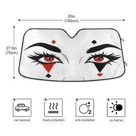 Joker Woman Eyes Car Windshield Sun Shades Sunshade Window Visor Cover Reflective UV Rays Protector Keep Your Vehicle Cool Foldable Retractable for Car Truck SUV