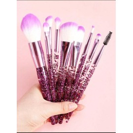 KPENTRA 10pcs Purple Glitter Makeup Brush Set – Where Sparkle Meets Skill