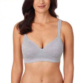 Carole Hochman Seamless Comfort Bra Wire Free Molded Cups Comfort Straps (2 Pack) (White Solid/Grey Flower X-Large)