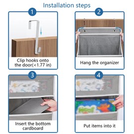 KoovDem Door Organizer, 5 Shelf Door Organizer, Clear Deep Pocket Organizer, Anti Side Slant Back Door Storage Cabinet for Bedroom, Bathroom, Miscellaneous, Dorm Room