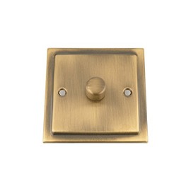 Light Dimmer Switch 1 Gang 2 Way 10 Amp - Push On/Off 1000W - Victorian - Antique Brass