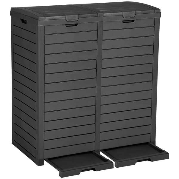 DWVO 76 Gallon Outdoor Resin Trash Can with Dual Lid