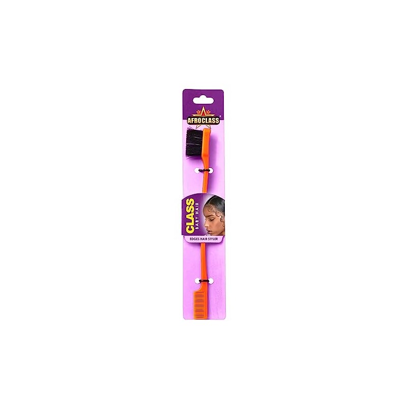 AFROCLASS - Bürste Class Baby Hair Doppelkopf Kamm Rand Orange
