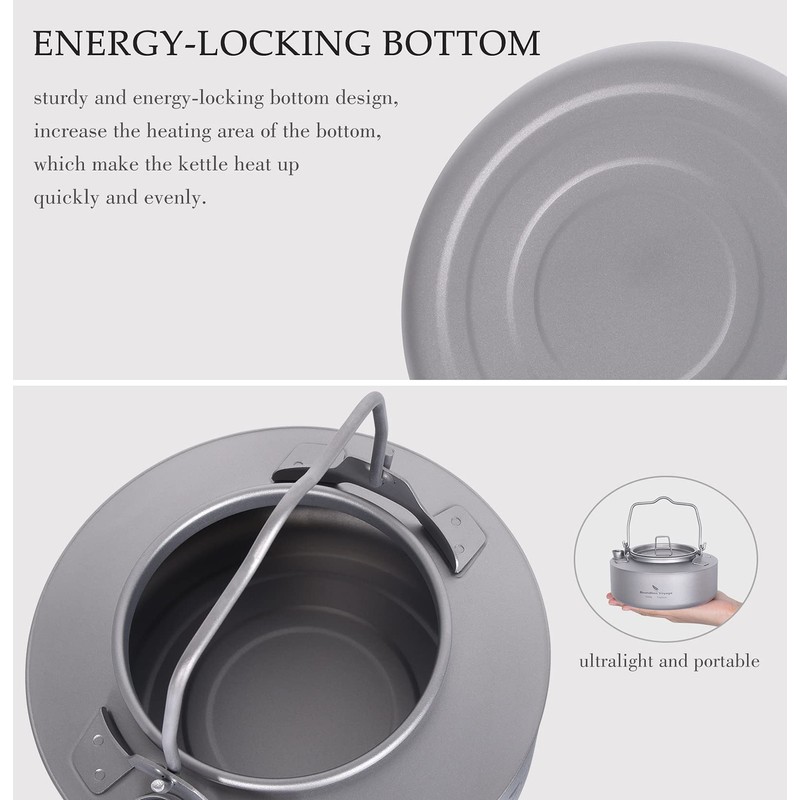 Boundless Voyage Titanium Kettle 700ml/1.0L with Folding Handle & Filter