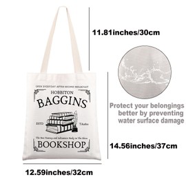 MYSOMY Baggins Bookstore Tote Bag Lord Rings Inspired Gifts Baggins Bookstore Gifts The Shire Gifts (Baggins ESTD UK)