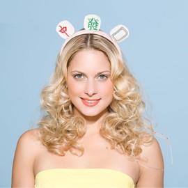 FOMIYES 2pcs Hair Accessories Elastic Turban Hair Bands Ear Funny Hair Bands Mahjong Party Supplies Makeup Hairband Facial Hair Band Women Headdress Party Tiara Plush Face Girl Headband