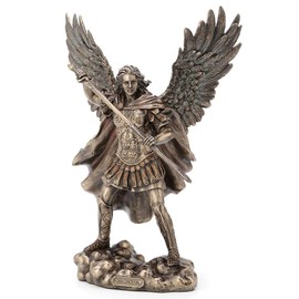Veronese Design 11.4 Inch Archangel Saint Michael Unsheathing The Sword Antique Bronze Finish Guardian Angel Statue
