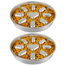 Oiwliur Slow Feeder Dog Bowls with Non-Slip Mat, Stainless Steel Metal Slow Feeder for Small & Medium Dogs, 2 Cups Pet Bowl for Slows Down Eating, Dishwasher Safe, Anti-Gulping Dog Bowl -2 Pack