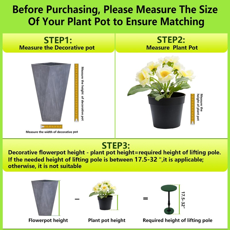 Axcoix Adjustable Height Plant Risers for Inside Pots, 17.5-32" Planter