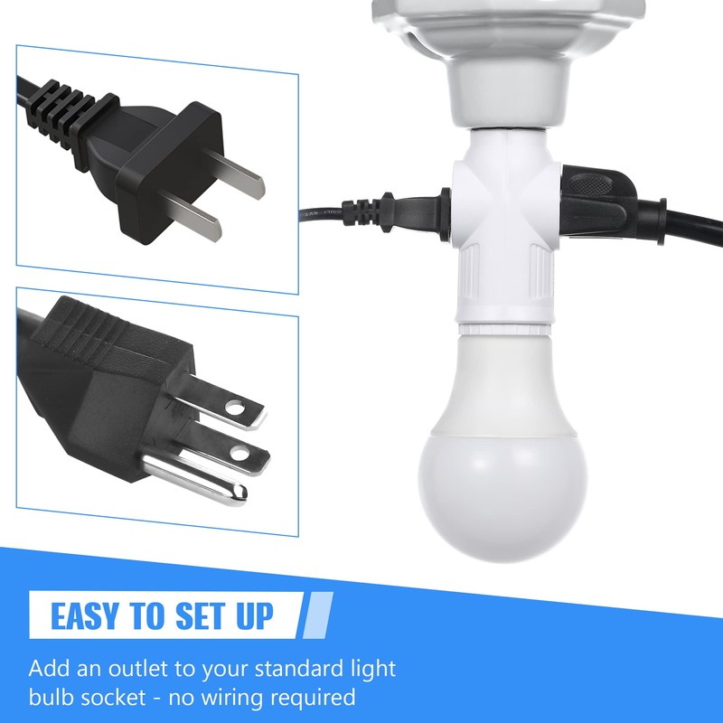 Feekoon 1 Pc Light Socket to Plug Adapter, Convert E26