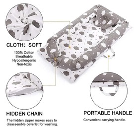 Lounger for Newborn, Newborn Lounger for 0-24 Months, Breathable & Portable Infant Nest - Soft Infant Floor Seat Cover for Travel (Cloud)
