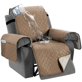 H.VERSAILTEX 100% Waterproof Recliner Chair Cover, Non-Slip Reclining Cover for Kids, Dogs, Pets - Washable Seat Cover with Elastic Straps (French Oak)
