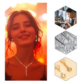 gold Wedding Jewelry Sets for Women Bridesmaid Gifts Silver Crystal Wedding Dresses Accessories for Bride Wedding Costume Bridal Earrings Necklaces for Women Prom Party Jewelry Gifts