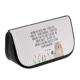 Mr. & Mrs. Panda Otter with Stone Cosmetic Bag, gray, Hand Drawn