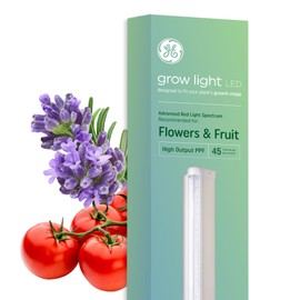 GE Grow Light for Indoor Plants, Indoor Plant, LED Light Bulb Fixture for Flowers and Fruit with Advanced Red Light Spectrum, 25,000 Hours Lifespan, 45 PPF, 48 Inches (1 Pack)