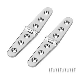 2 Pcs Marine Boat Strap Hinges Stainless Steel, No Noise, Sturdy, Large Size 6 x 1.18 inch(152 x 30mm), 316 Stainless Steel Hinges with Screws