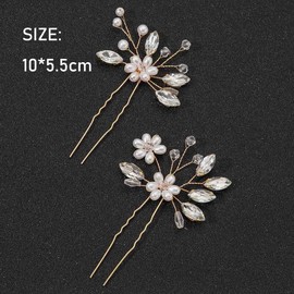 SINLOV Bridal Hair Pins for Wedding Bridal Crystal Hair Accessories Headpiece Bridesmaid Pearl Hair Accessories for Women (Rose Gold)