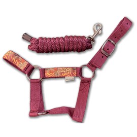 (Large, Maroon) - HalterUp Cute and Stylish Miniature Horse Halters and Lead Ropes (2 Item Bundle) Available in 10 Colours...A Great Fitting Halter That's Strong and Durable Yet Comfortable.