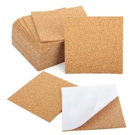 Blisstime 30 Pieces Self-Adhesive Cork Sheets 4"x 4" for DIY Coasters, Square Cork Tiles with Strong Self Adhesive Backing
