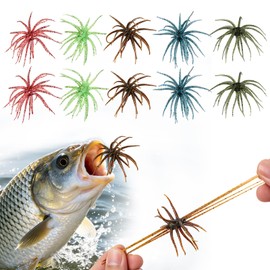10PC Tentacle Fishing Lure,Dice Bait,Soft Plastic Swim Bait, Realistic Sea Urchin Lure, Suitable for Drop Shot,Weird Fishing Rig,Trout Sea Bass Mandarin Fish Catfish Slow Sinking Soft Lure 2.36in S.
