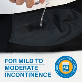 IRISMORII Mens Incontinence Underwear Washable Adult Leak Proof Briefs with 60 ml Absorbency Bladder Control Trunk 3 Pack (3 Black, M)