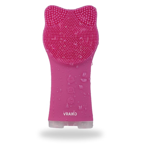 VRAIKO MIA - Cepillo de limpieza facial, resistente al agua, recargable, con silicona suave y vibración sónica ajustable, para una limpieza profunda, exfoliación suave y masaje (rosa)
