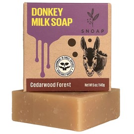 SNOAP Cedarwood Forest Donkey Milk Soap Bar – Cedarwood Scented, Handmade Natural Moisturizing Soap for Men, 5oz