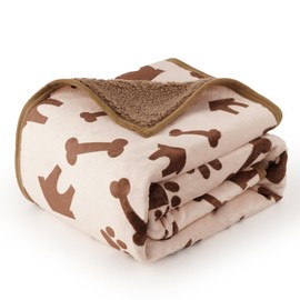 CAPT.SNOOZE Waterproof Dog Blankets Pet Blanket 50"x60", Soft Fluffy Sofa Car Bed Protector, Reversible Sherpa Fleece Dog Blanket for Large Dogs (Beige-House)