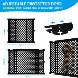 Gisafai 18 Inch High Adjustable RV Door Screen Protector Adjusts from 21''- 31.5'' Aluminum RV Screen Door Protector for Dog Grille Alloy Screen Door Grill Screen Defender for RV Door, Black
