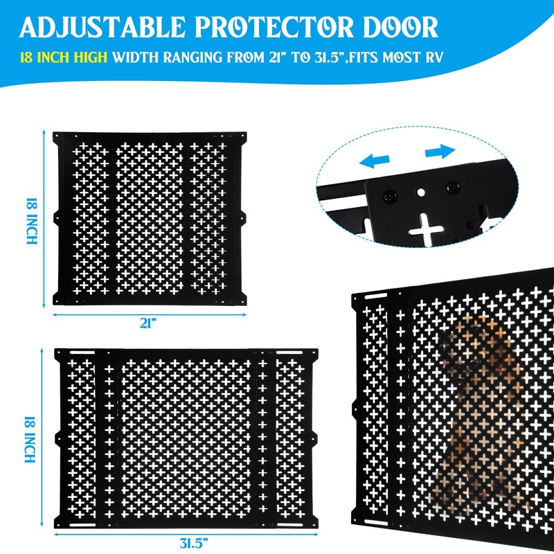 Gisafai 18 Inch High Adjustable RV Door Screen Protector Adjusts