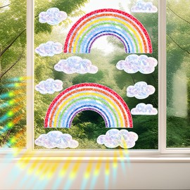 Regenbogen Fensterbilder,2 Stück Regenbogen Folie Fenster,Fensterbilder Kinderzimmer,Fenstersticker Kinder Mädchen Rainbow Suncatcher Sticker für Fensteraufkleber Sonnenfänger Sticker Wohndekor