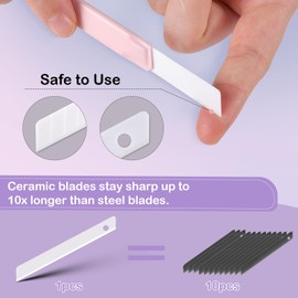 CUTOKAY Ceramic Box Cutter Utility Knife Set, 5-Pack Morandi Colors, 9mm Extra Sharp Rust-Free Blades, Lightweight Sturdy Metal Case, Multi-Purpose Safe Craft Knives for Cardboard & Paper