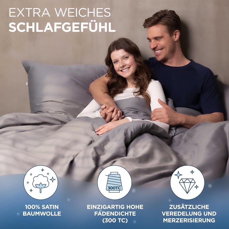 Samthus Pillowcase (80 x 80 cm), Cotton, Satin, Oeko-Tex Made