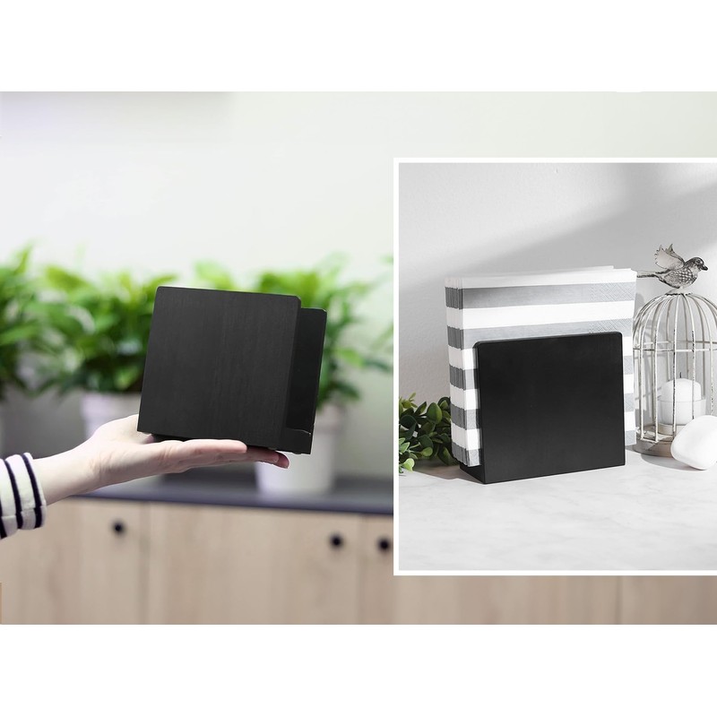 Napkin Holder Black Wooden - Wooden Black Napkin Holder for