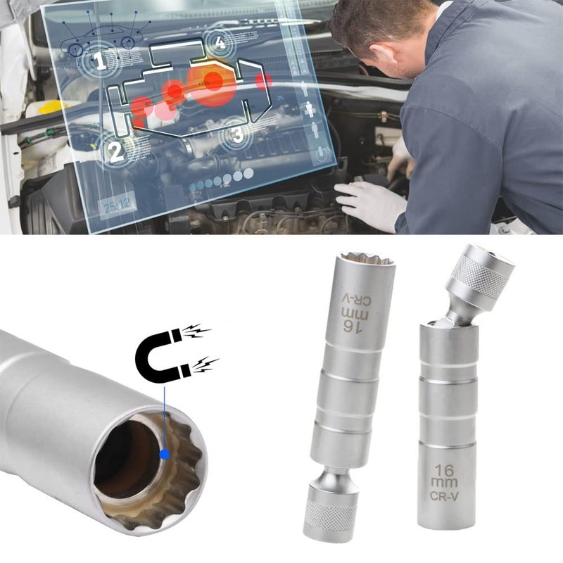 Plug Wrench, Spark Plug Wrench, Universal Socket, 360 Degree Rotation,