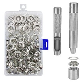 Grommet Tool Kit, Grommet Setting Tool and 100 Sets Grommets Eyelets 12mm(1/2 Inch Inside Diameter) with Storage Box for Tarpaulin Leather Fabric Canvas Belt Craft Making