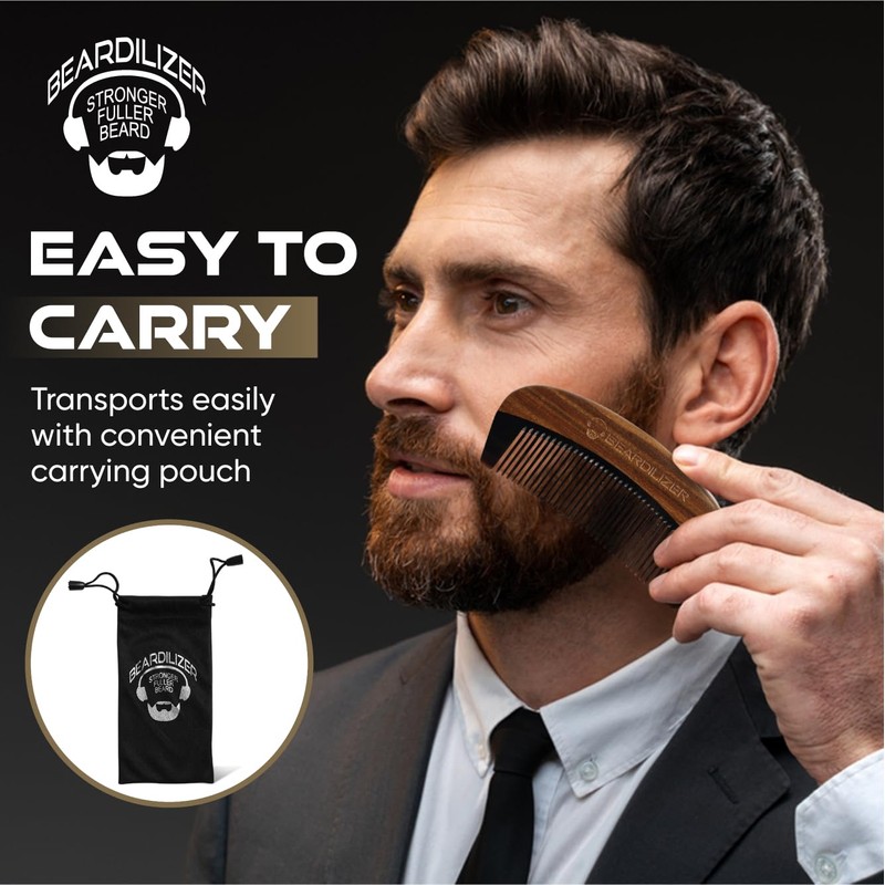 Beardilizer Premium Beard Comb for Men - 100% Natural Black
