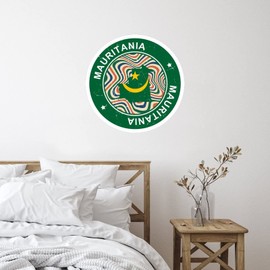 Mauritania Wall Mural Positive Global World Flag Travel Trip Cups Wall Decal Vinyl Wall Stickers Quotes for Bedroom Laptop Playroom Home Decorations 18in