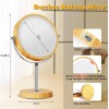 Slimoon 8" Lighted Double Bamboo Makeup Mirror, 1X/10X Magnifying Vanity