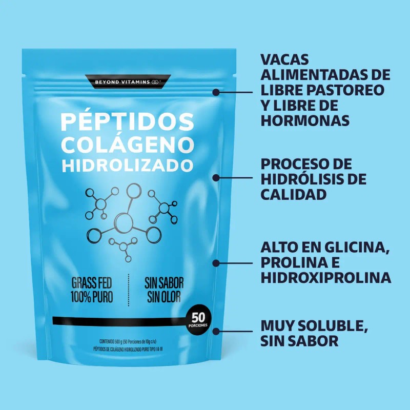 Péptidos Colágeno Hidrolizado Puro Tipo Iii 500 Días Disolución Rápida